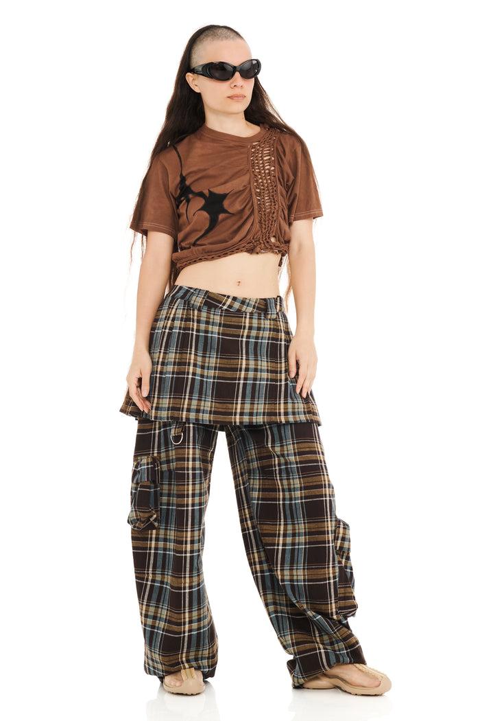 Collina Strada LOAM PLAID LAWN SKIRT CARGO PANT
