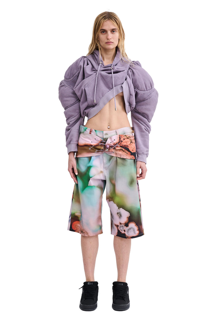 collina strada MAUVE MUSCLE CROPPED HOODIE X SMALL