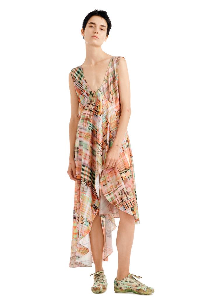 Collina Strada MULTI PLAID TULIP DRESS