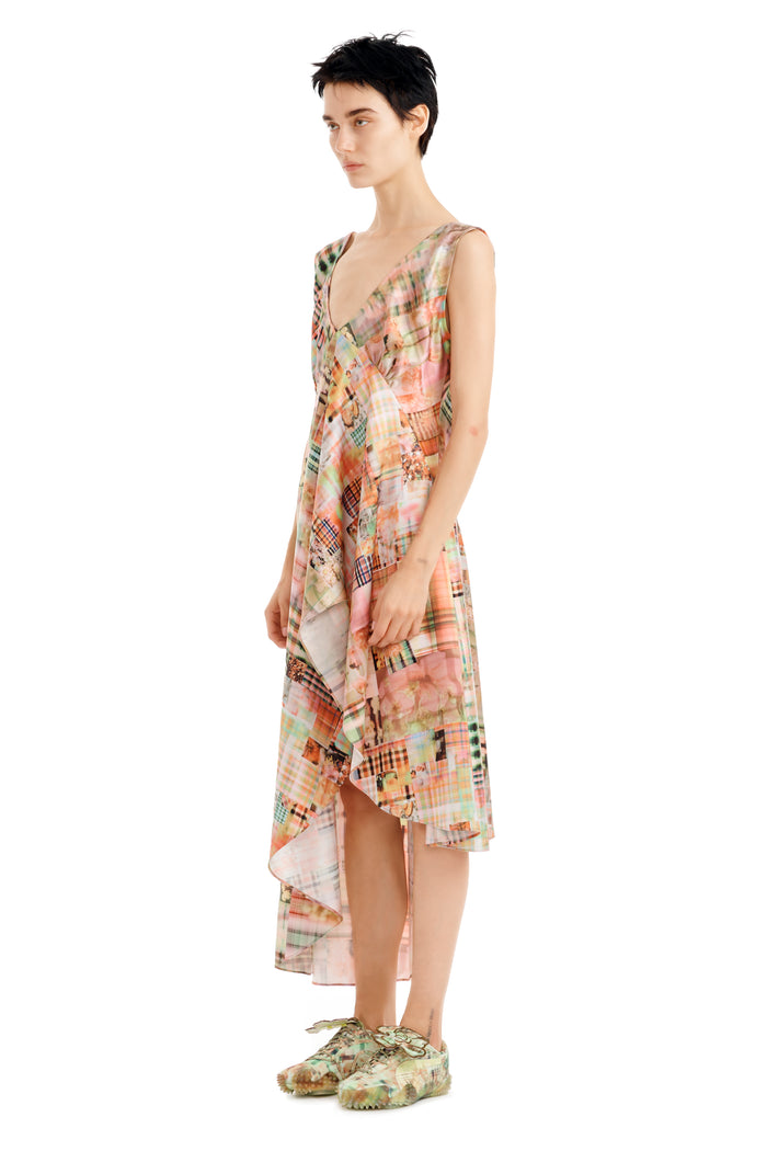 Collina Strada MULTI PLAID TULIP DRESS