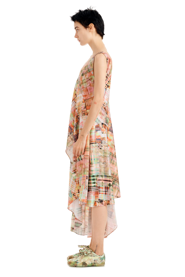 Collina Strada MULTI PLAID TULIP DRESS