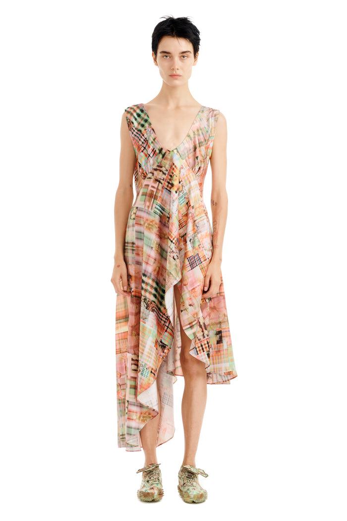 collina strada MULTI PLAID TULIP DRESS