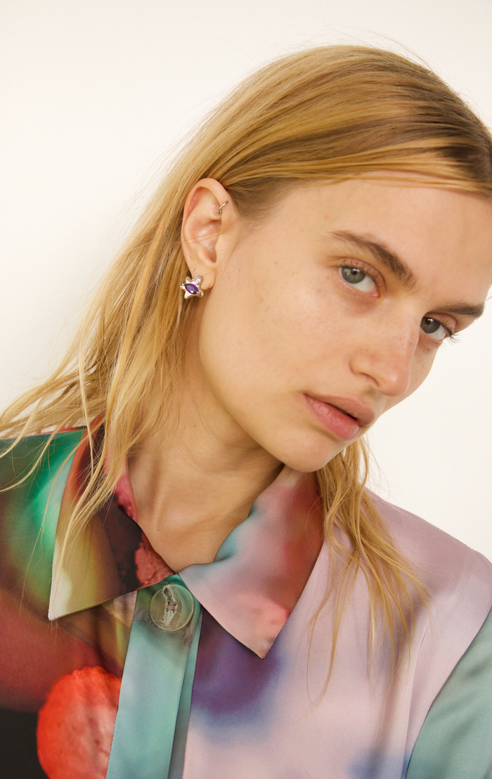 Collina Strada OLIVE AMETHYST STELLA STUDS