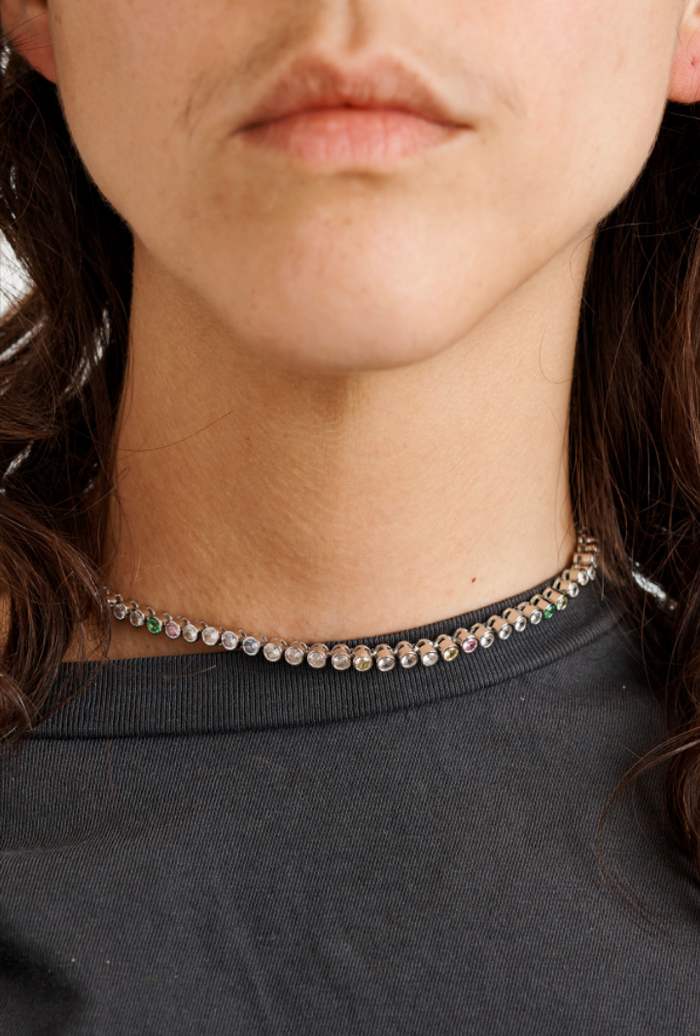 Collina Strada PASTEL RAINBOW TENNIS NECKLACE