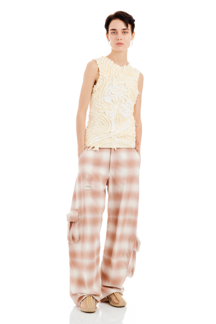 Collina Strada PEACH PLAID LAWN CARGO PANT