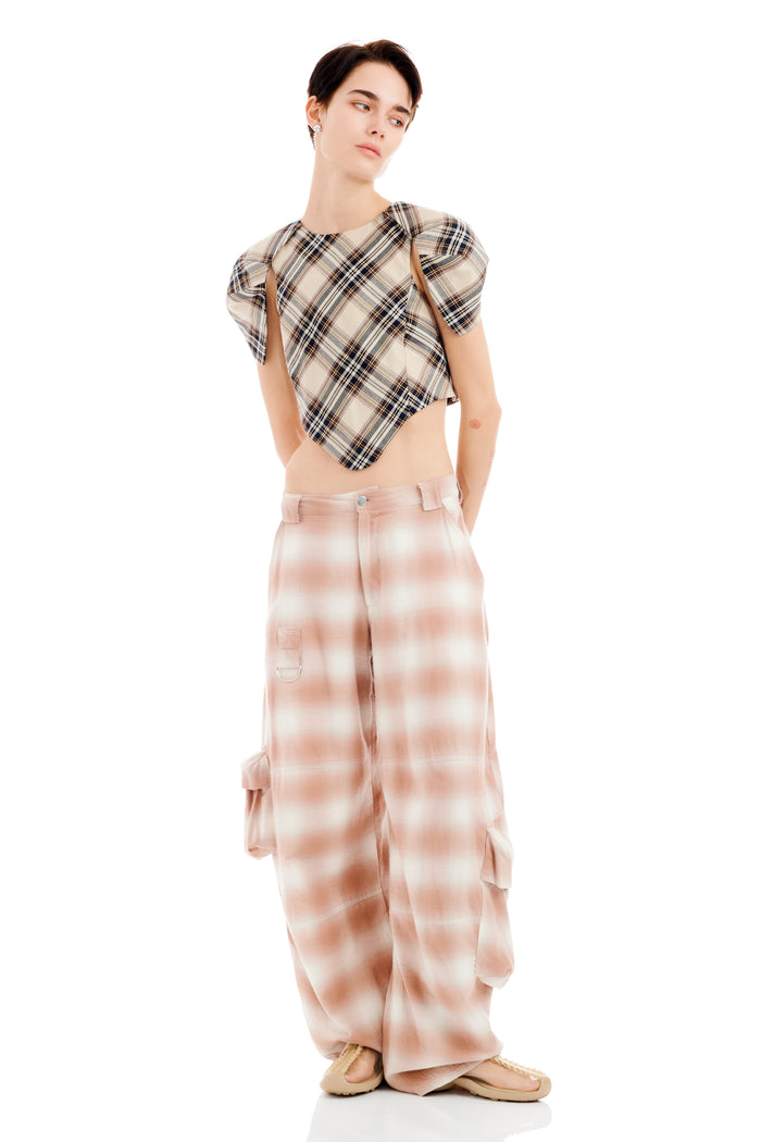 collina strada PEACH PLAID LAWN CARGO PANT