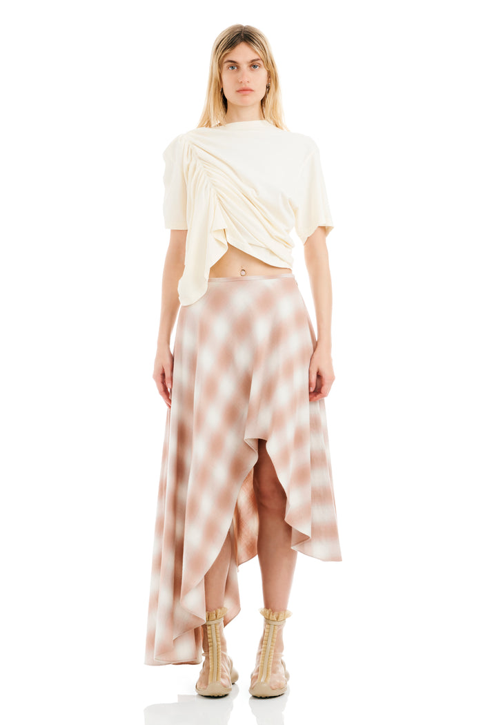 Collina Strada PEACH PLAID TULIP SKIRT