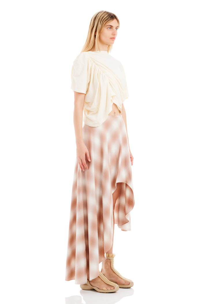 Collina Strada PEACH PLAID TULIP SKIRT