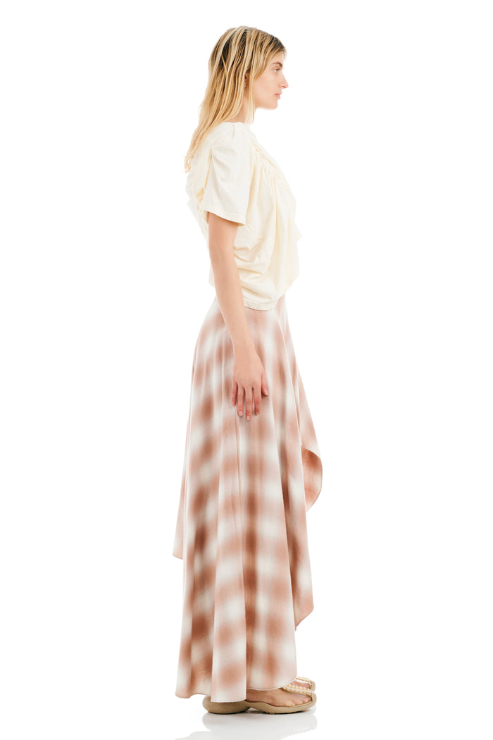 Collina Strada PEACH PLAID TULIP SKIRT