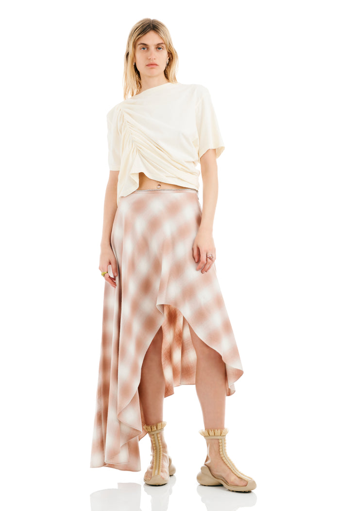 collina strada PEACH PLAID TULIP SKIRT