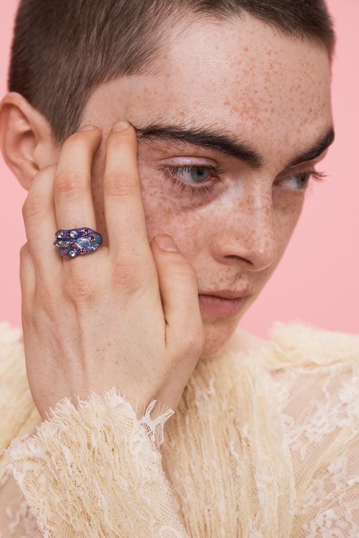 Collina Strada PERIWINKLE GLITTER STACKED RING