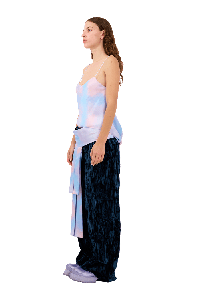 Collina Strada PERIWINKLE PLAID MEOW TOP MEDIUM