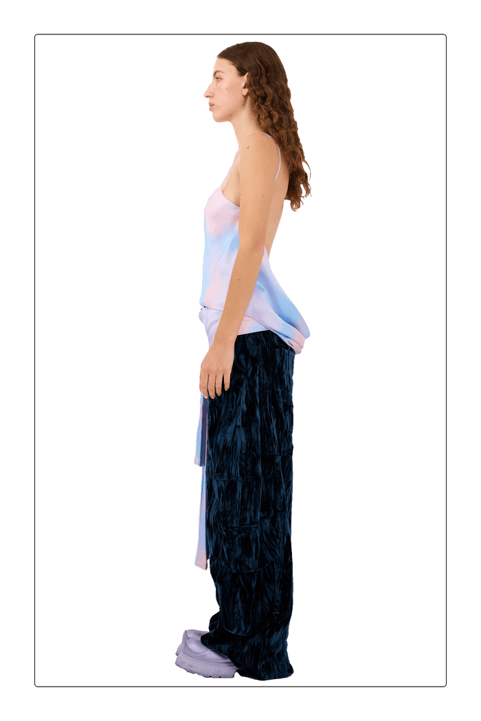 Collina Strada PERIWINKLE PLAID MEOW TOP MEDIUM