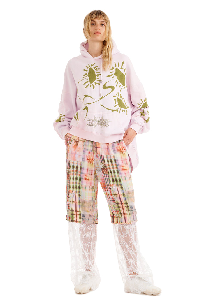 Collina Strada PINK DAISY WAVE HEM HOODIE SMALL