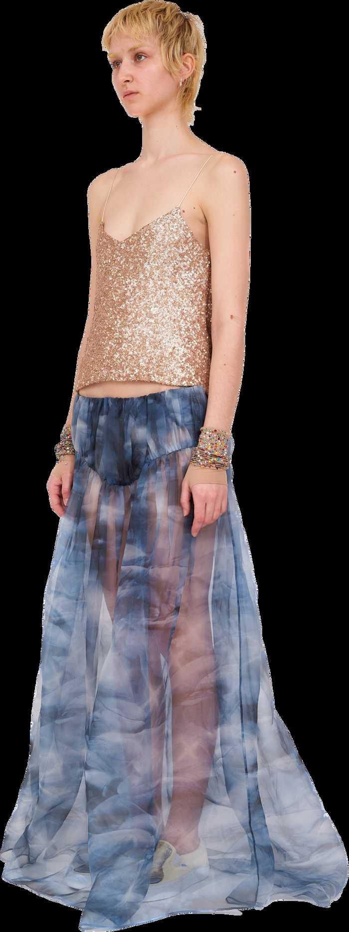 Collina Strada ROSE GOLD SEQUIN MEOW TOP