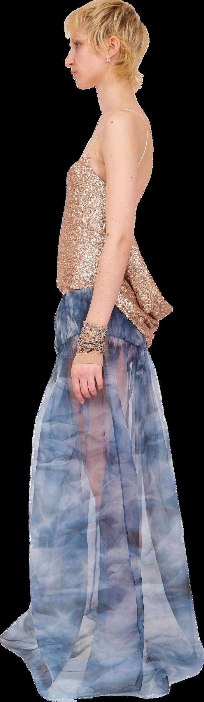 Collina Strada ROSE GOLD SEQUIN MEOW TOP