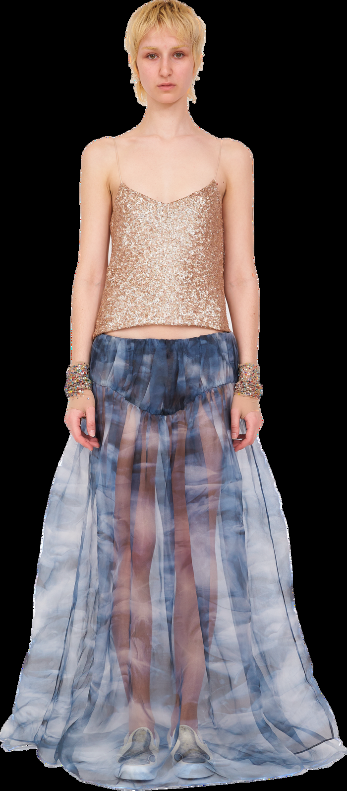 collina strada ROSE GOLD SEQUIN MEOW TOP