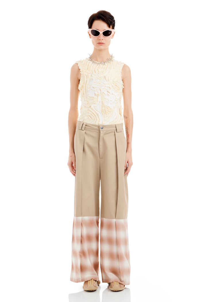 Collina Strada SAND AND PEACH PLAID CEDAR PANT