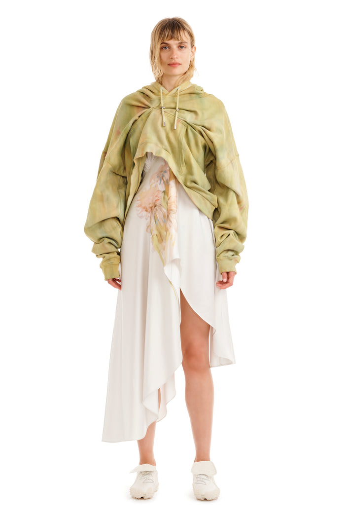 collina strada SEA MOSS DRAPED HOODIE SMALL