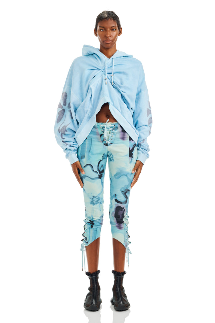 Collina Strada SKY FLOWERS DRAPED HOODIE