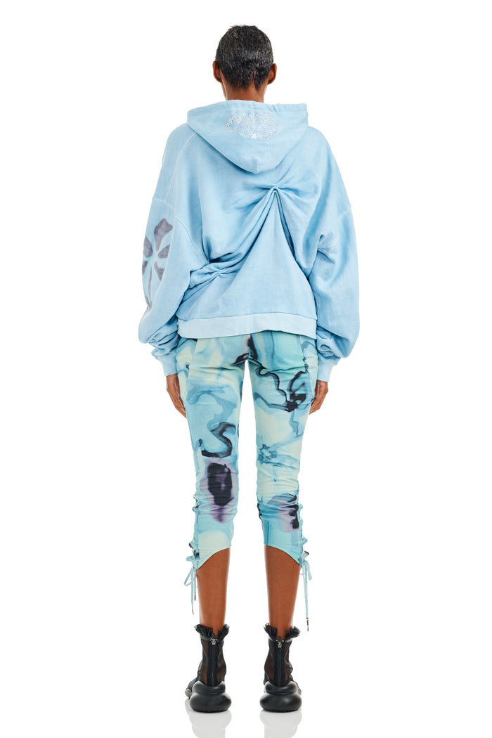 Collina Strada SKY FLOWERS DRAPED HOODIE