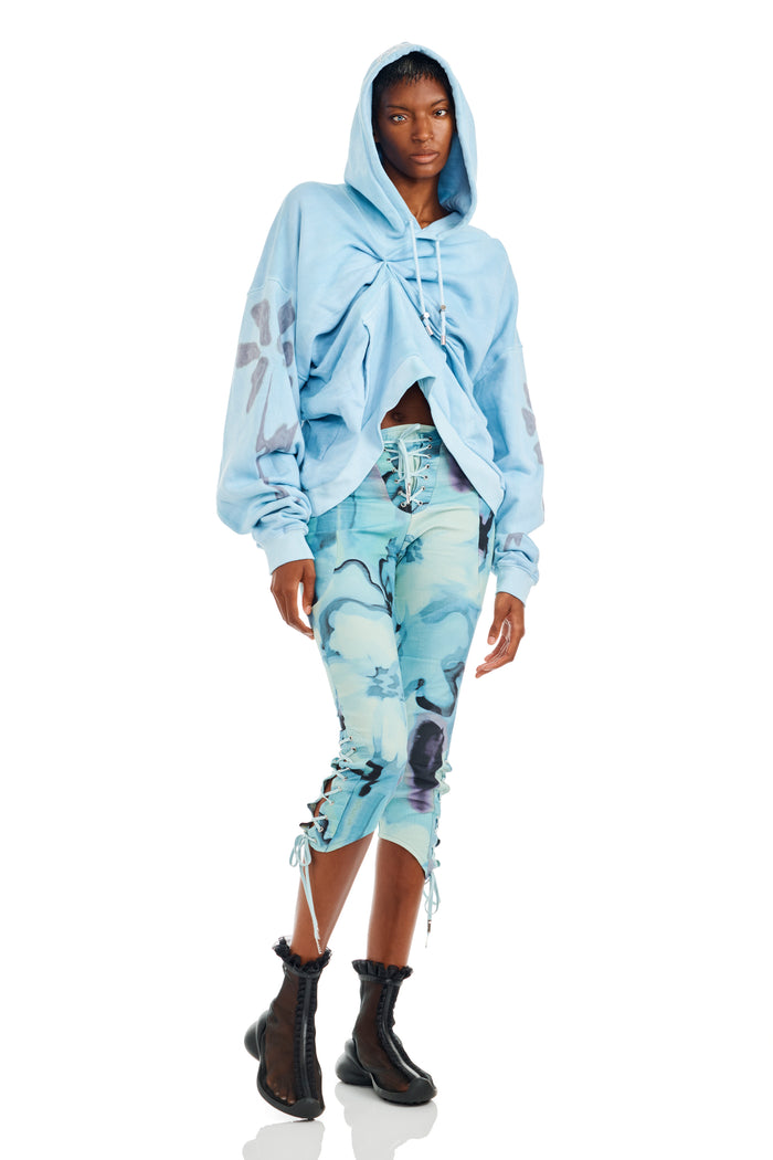 collina strada SKY FLOWERS DRAPED HOODIE