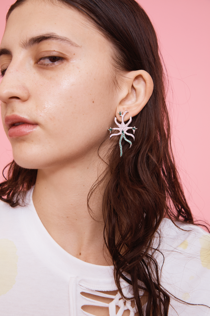 Collina Strada SOFT PINK EMERALD ETOILE EARRINGS