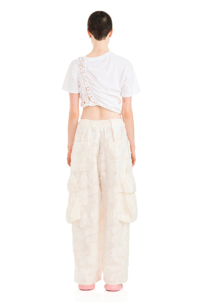 Collina Strada WHITE JACQUARD PLEATED CARGO PANT