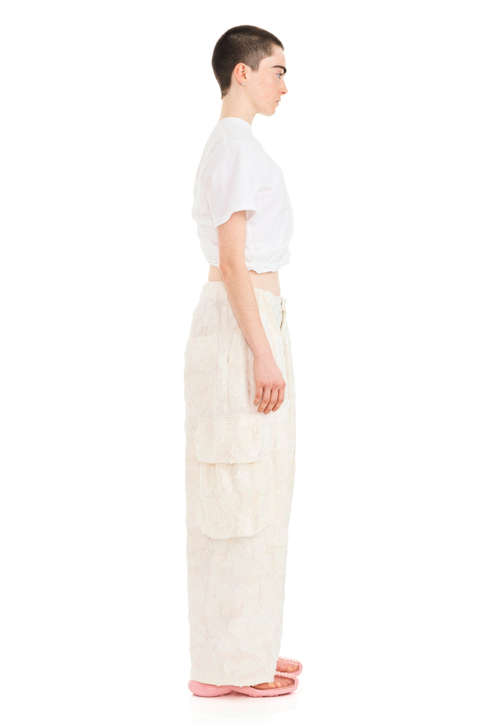 Collina Strada WHITE JACQUARD PLEATED CARGO PANT