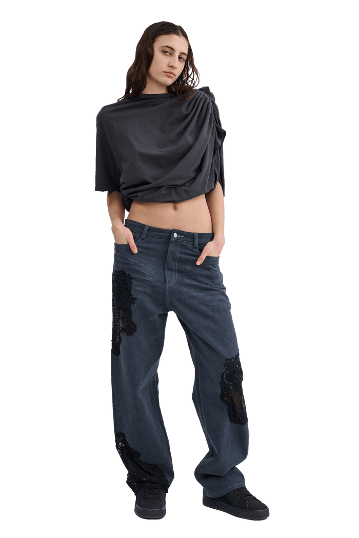 Collina Strada WORN BLACK EVA DRAPED TEE