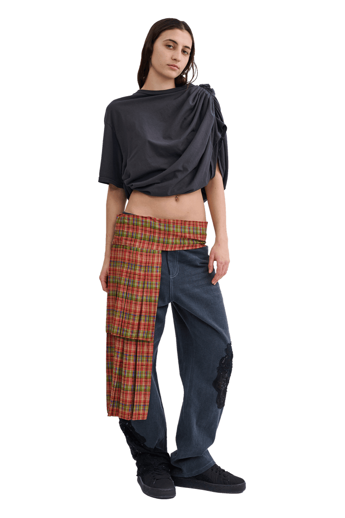 collina strada WORN BLACK EVA DRAPED TEE