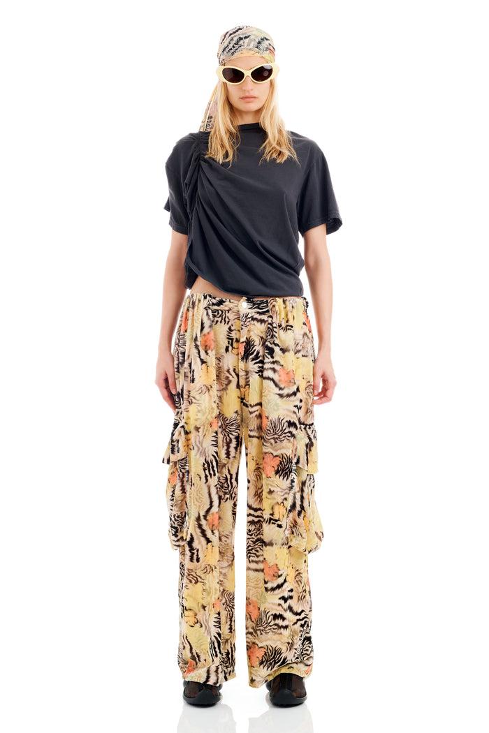 collina strada ZEBRA FLORAL PLEATED CARGO PANT