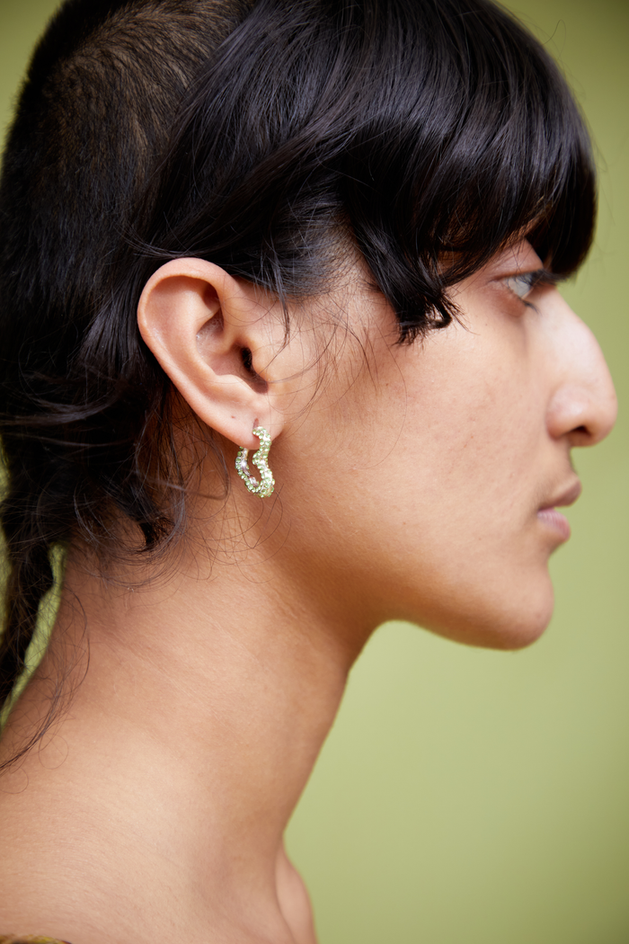 Collina Strada CRYSTAL CLEAR RHINESTONE HEART EARRINGS