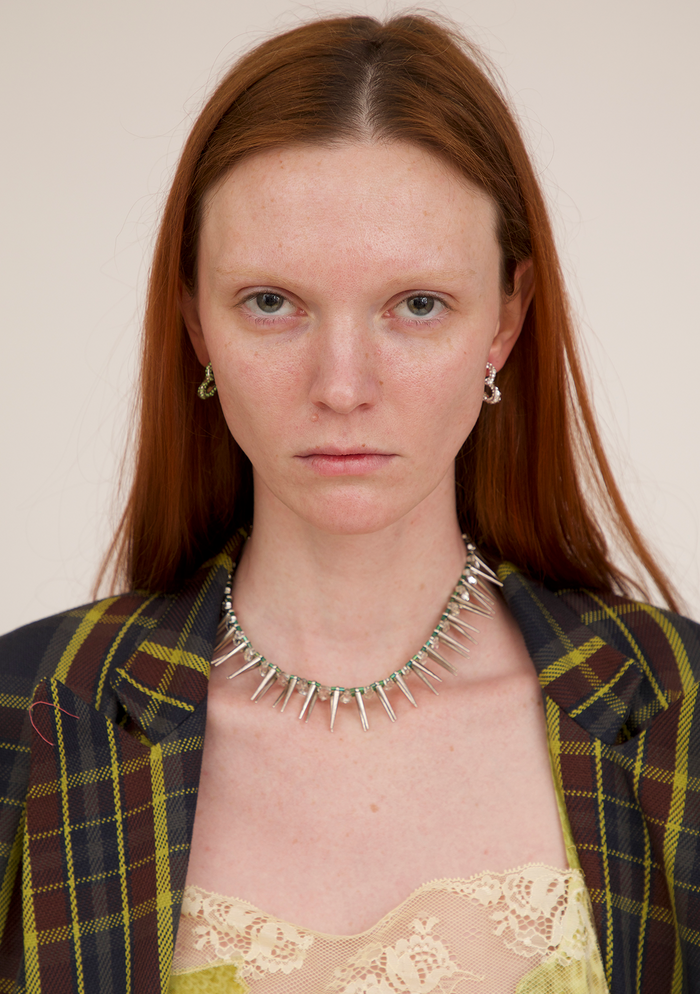 Collina Strada CRYSTAL CLEAR RHINESTONE HEART EARRINGS