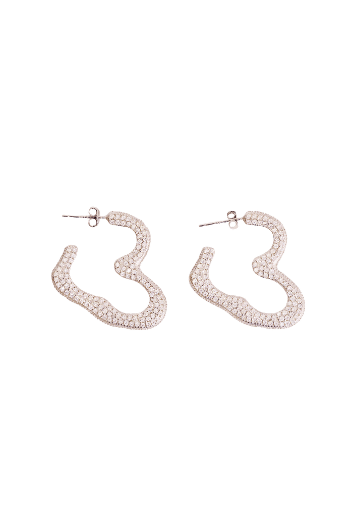 collina strada CRYSTAL CLEAR RHINESTONE HEART EARRINGS