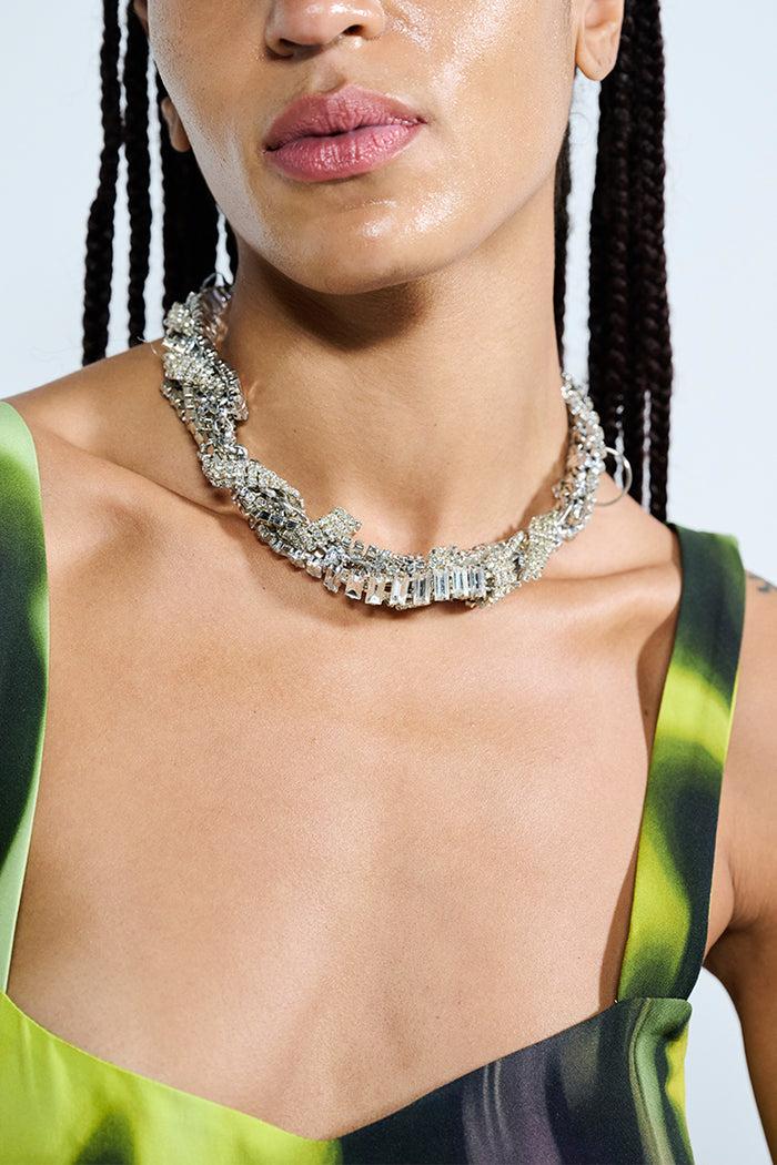 Collina Strada CRYSTAL CLEAR RHINESTONE JUNK NECKLACE