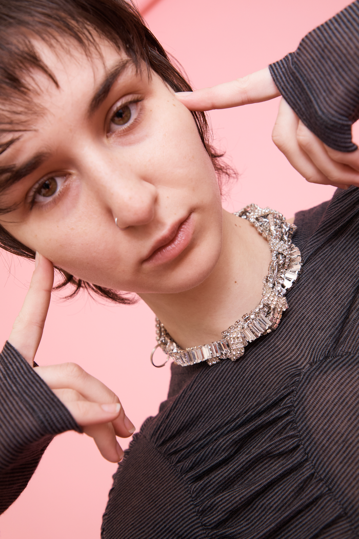 Collina Strada CRYSTAL CLEAR RHINESTONE JUNK NECKLACE