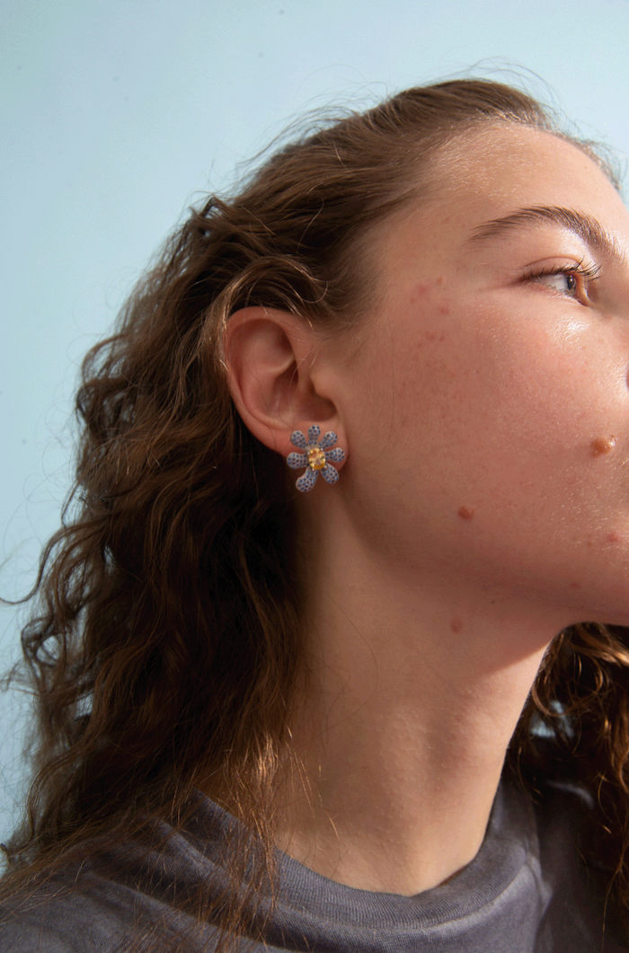 Collina Strada EMERALD & AQUAMARINE SQUASHED BLOSSOM EARRING