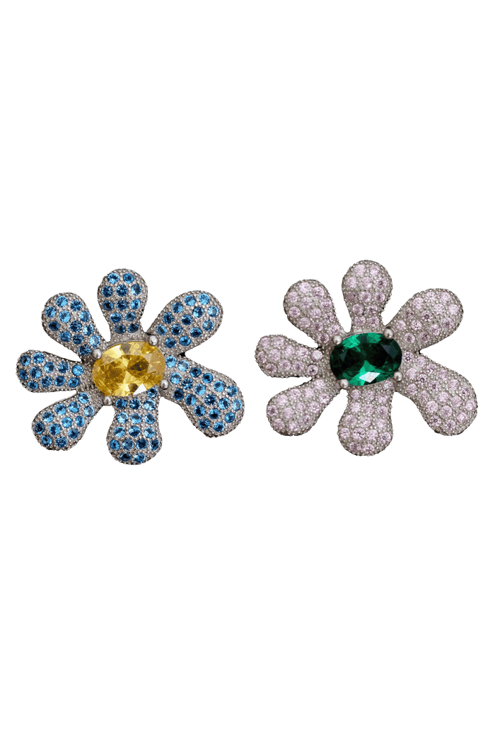 collina strada EMERALD & AQUAMARINE SQUASHED BLOSSOM EARRING