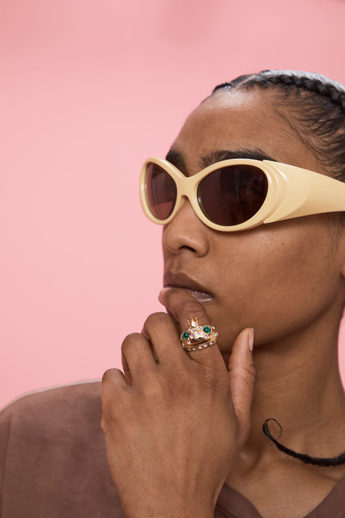 Collina Strada EMERALD GOLD FRECKLES FROG PRINCE RING