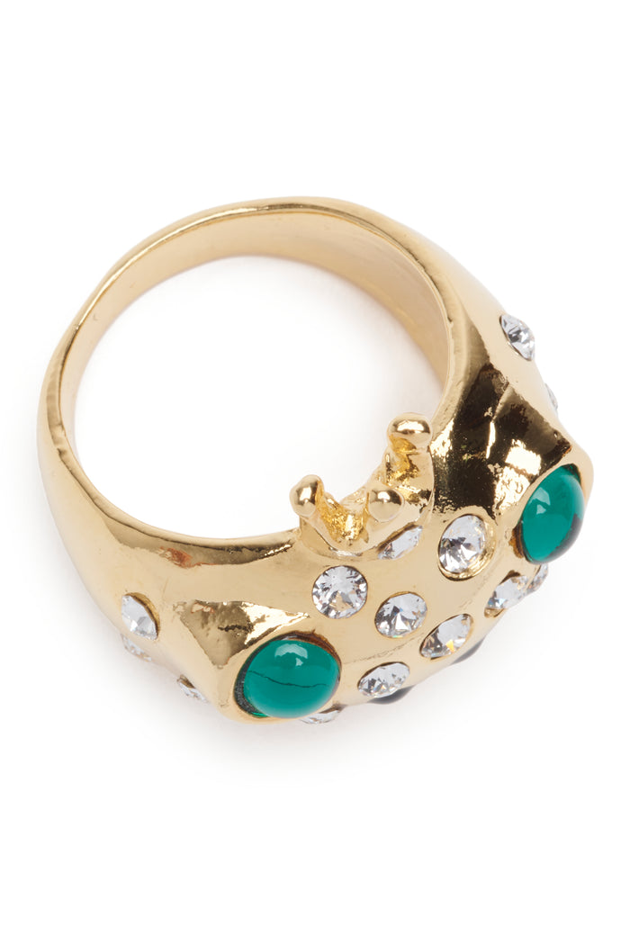 Collina Strada EMERALD GOLD FRECKLES FROG PRINCE RING
