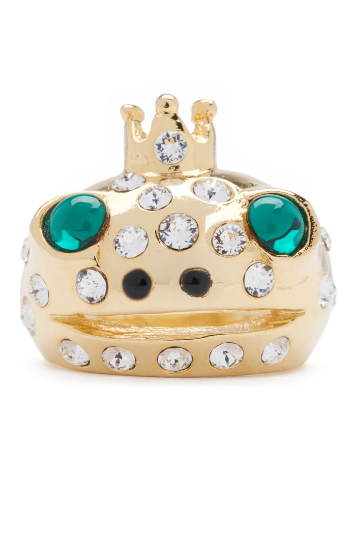 collina strada EMERALD GOLD FRECKLES FROG PRINCE RING