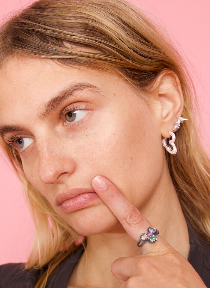 Collina Strada LIGHT PINK RHINESTONE HEART EARRINGS