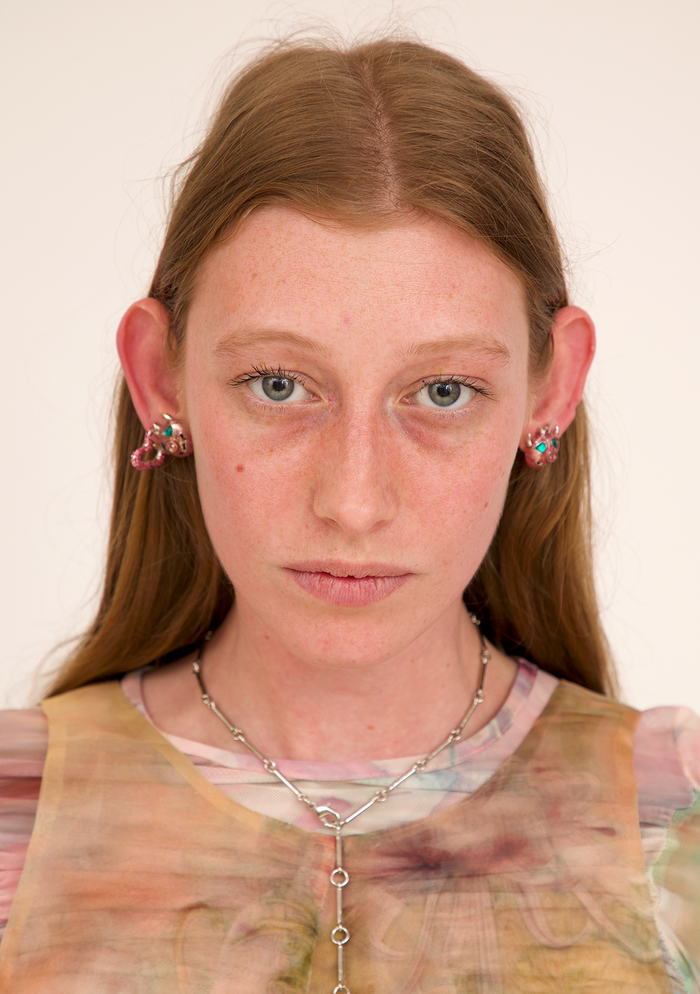 Collina Strada LIGHT PINK RHINESTONE HEART EARRINGS