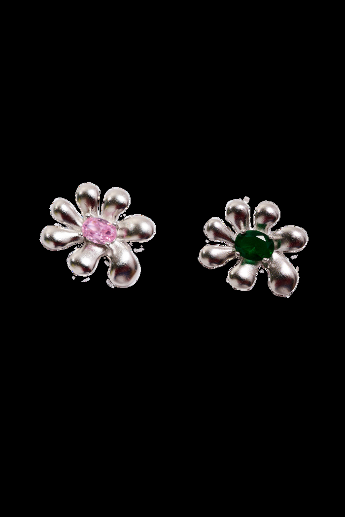 collina strada LIGHT ROSE-EMERALD SQUASHED BLOSSOM EARRING
