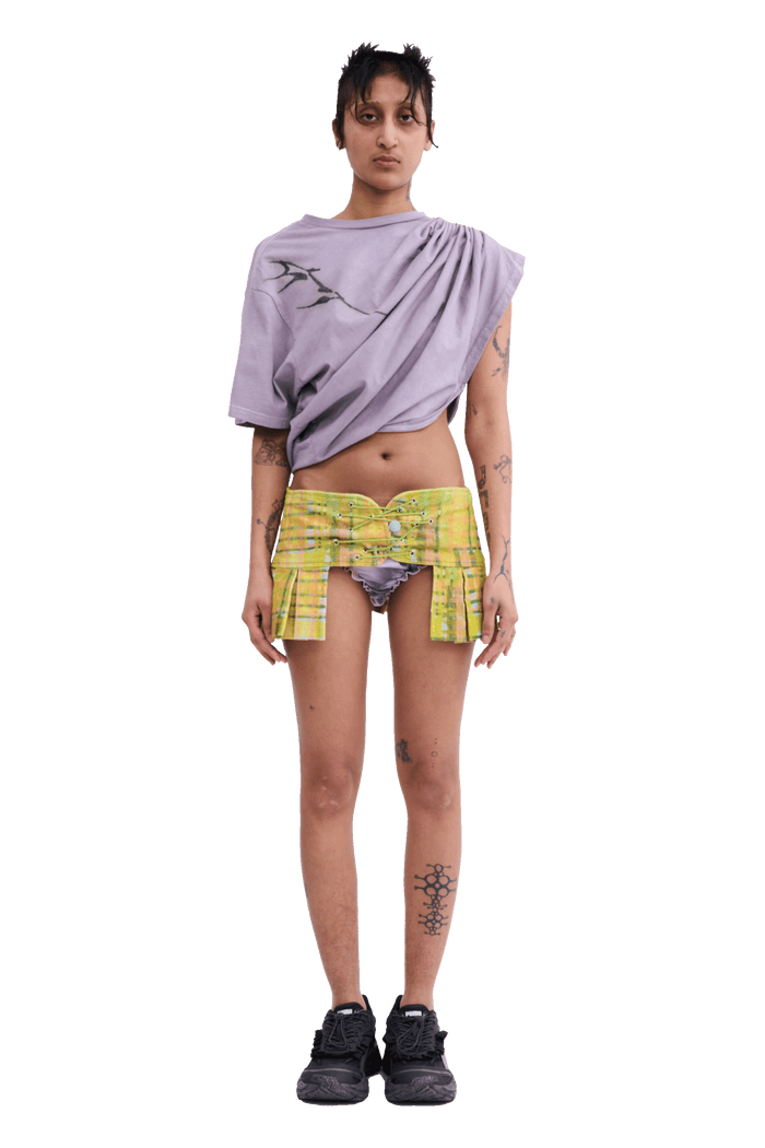 collina strada LIME PLAID CORDUROY BUNGEE BELT Medium/Large