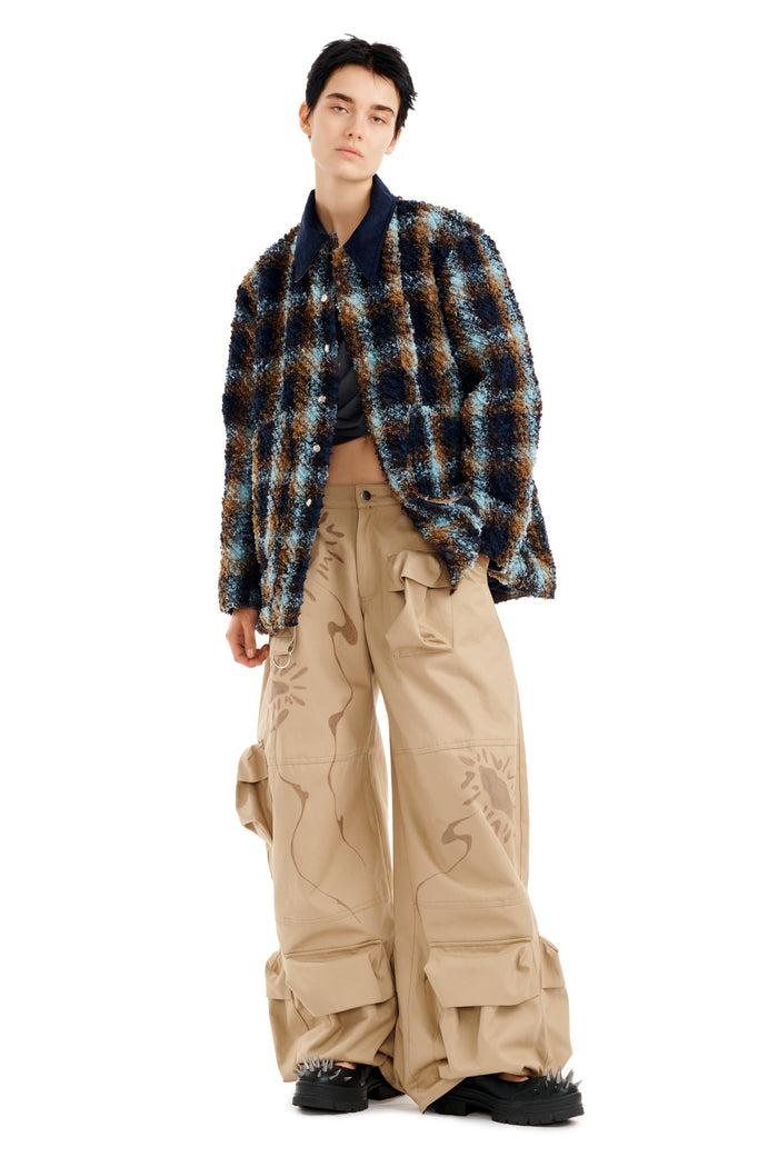 Collina Strada NAVY CAMEL PLAID STABLE JACKET SMALL