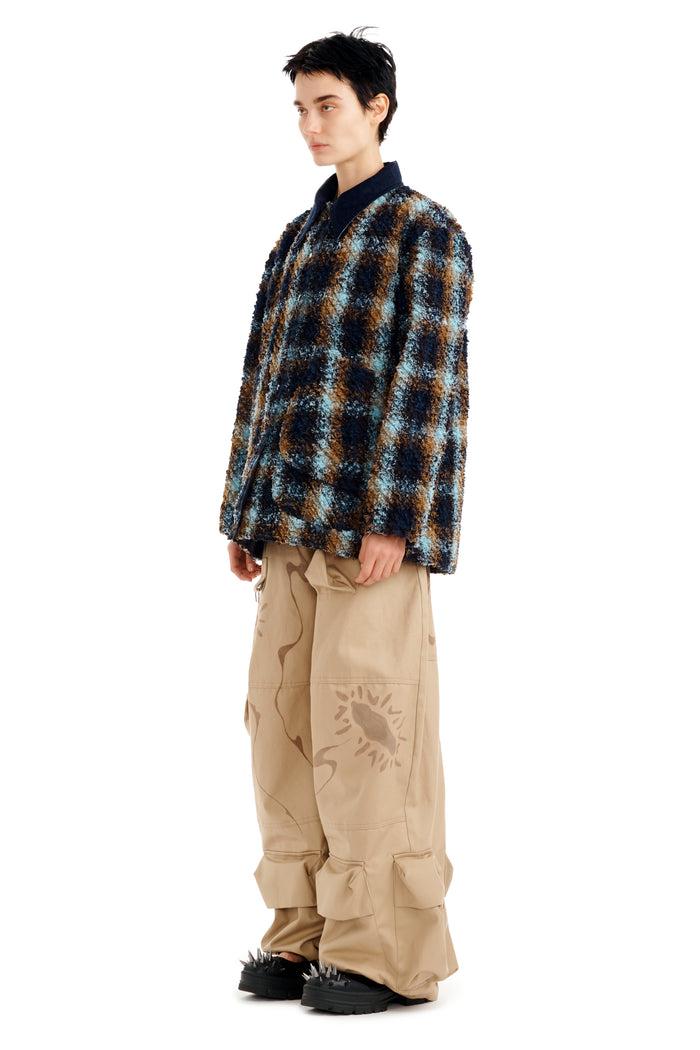 Collina Strada NAVY CAMEL PLAID STABLE JACKET SMALL