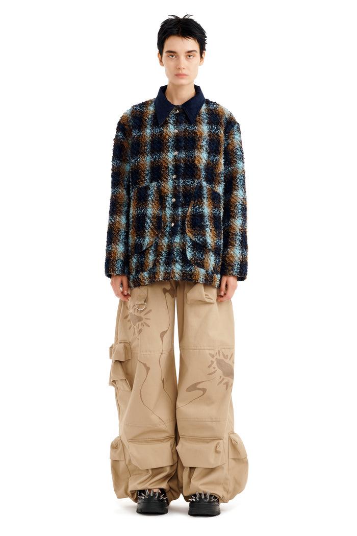 collina strada NAVY CAMEL PLAID STABLE JACKET SMALL