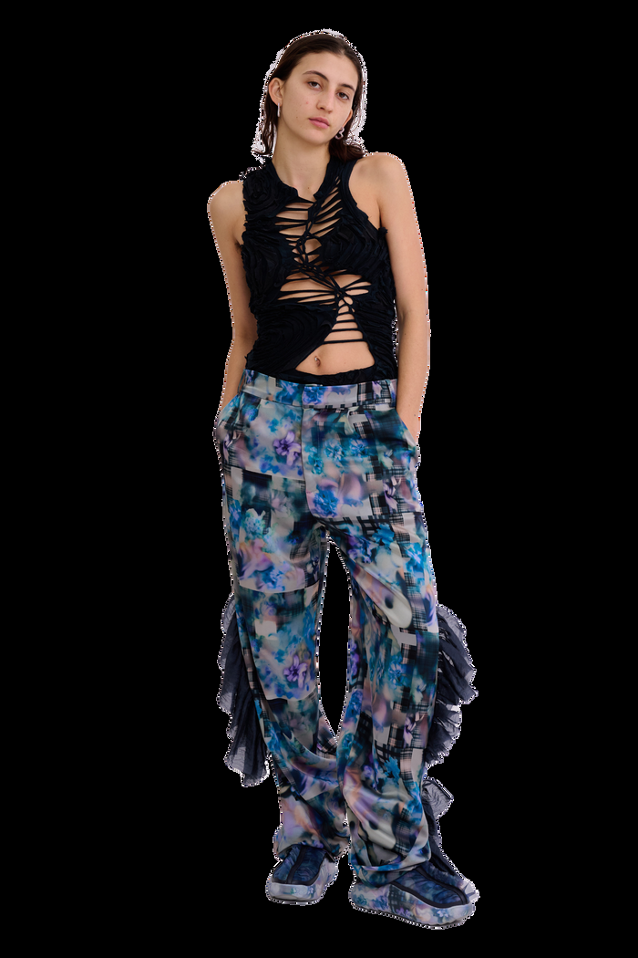 Collina Strada NAVY GARDEN BLUR DANTE RUFFLE TROUSER SMALL